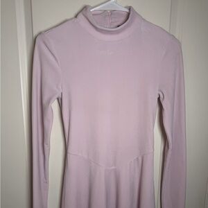 Y2K Coquette Baby Pink Soft Girl Velour Mini Dress Long Sleeve Sz XS